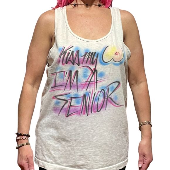 Handmade Tops - Vintage 80s Airbrush Tank Top Graffiti T shirt Senior Graduation Tee
